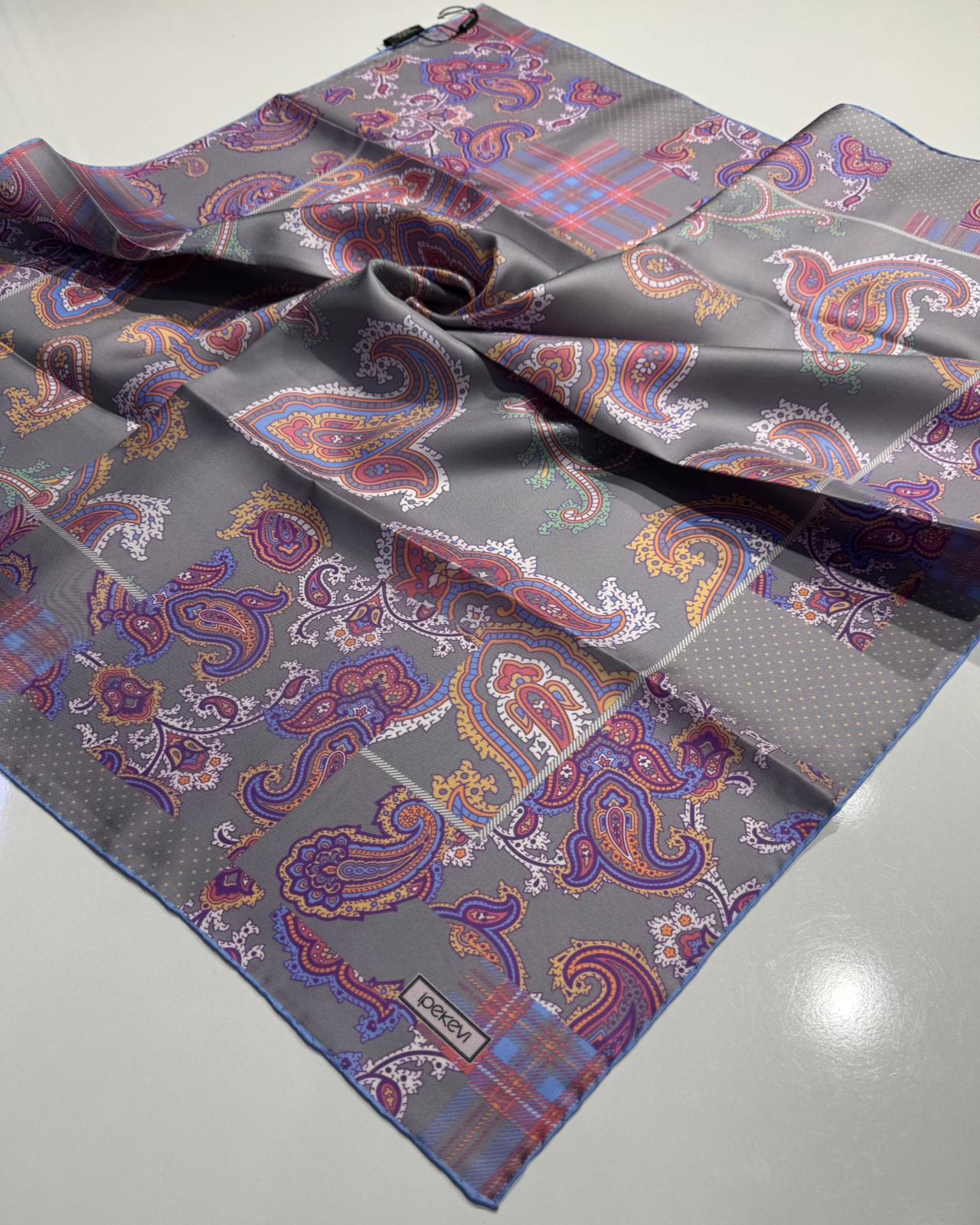 İPEKEVİ PATCHWORK DESENLİ TİVİL İPEK EŞARP