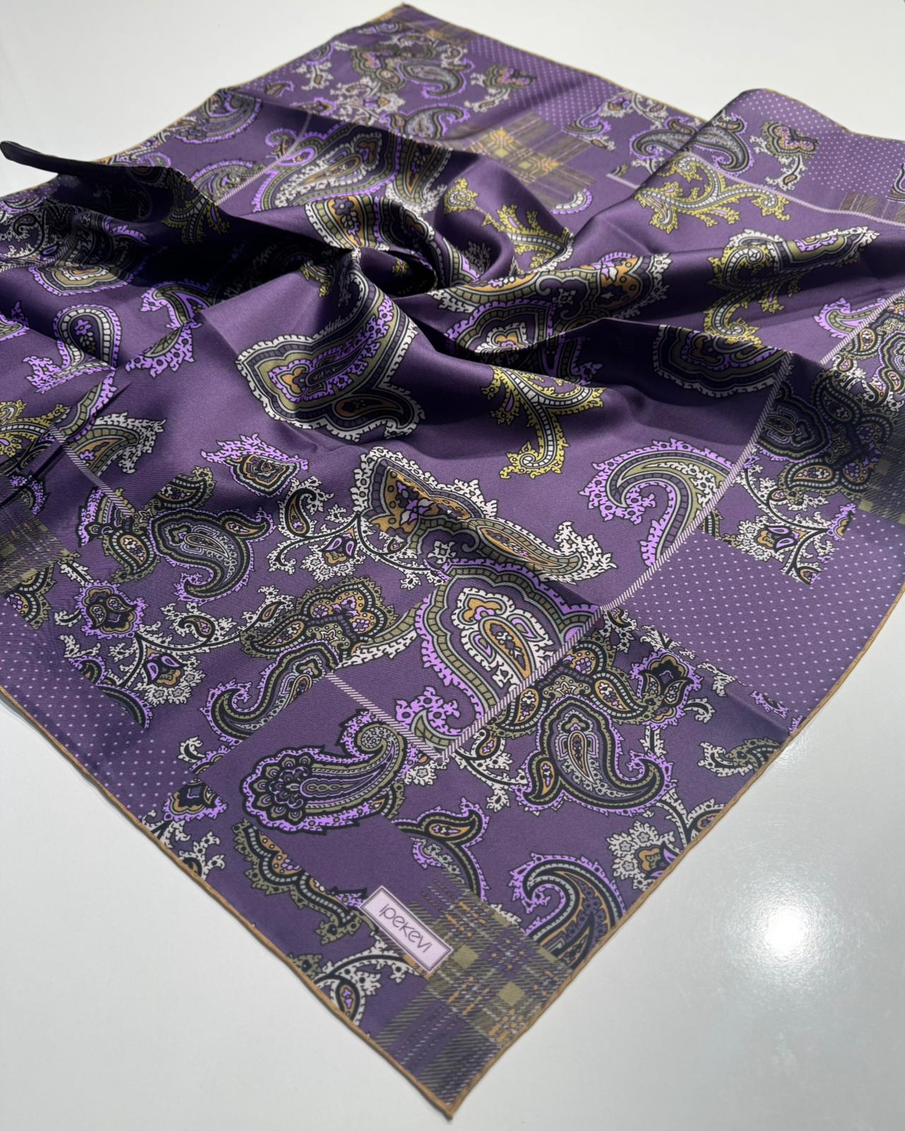 İPEKEVİ PATCHWORK DESENLİ TİVİL İPEK EŞARP