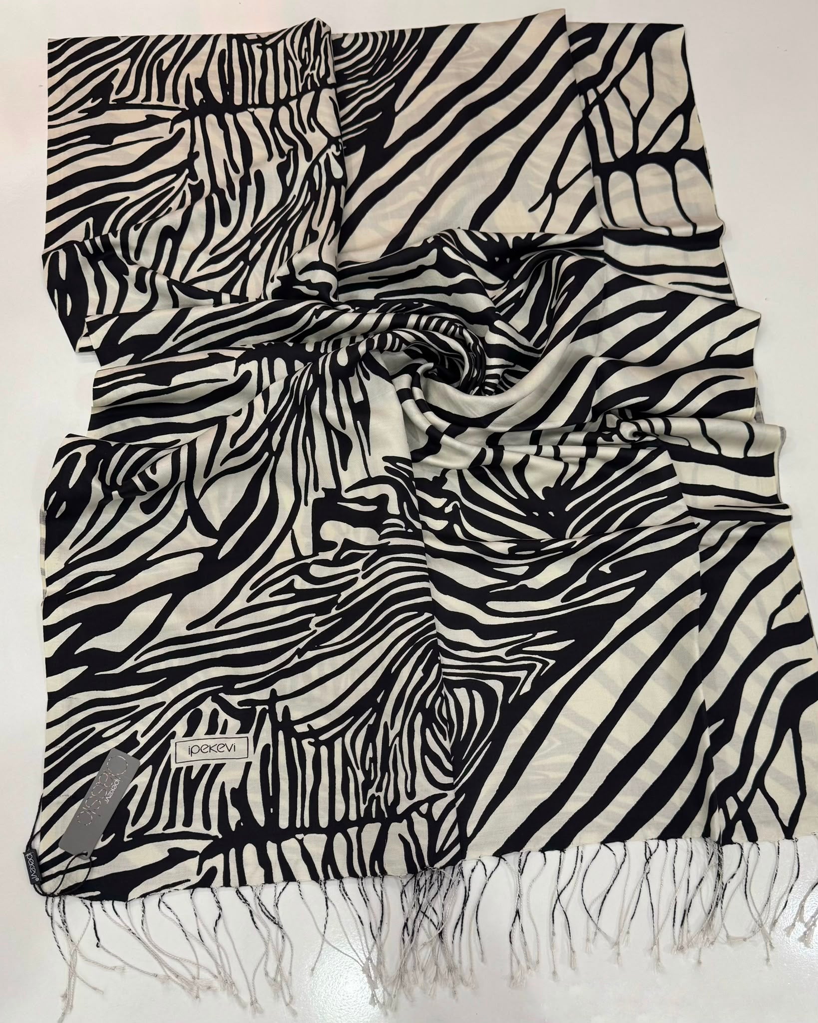 İPEKEVİ ZEBRA DESENLİ İPEK ŞAL