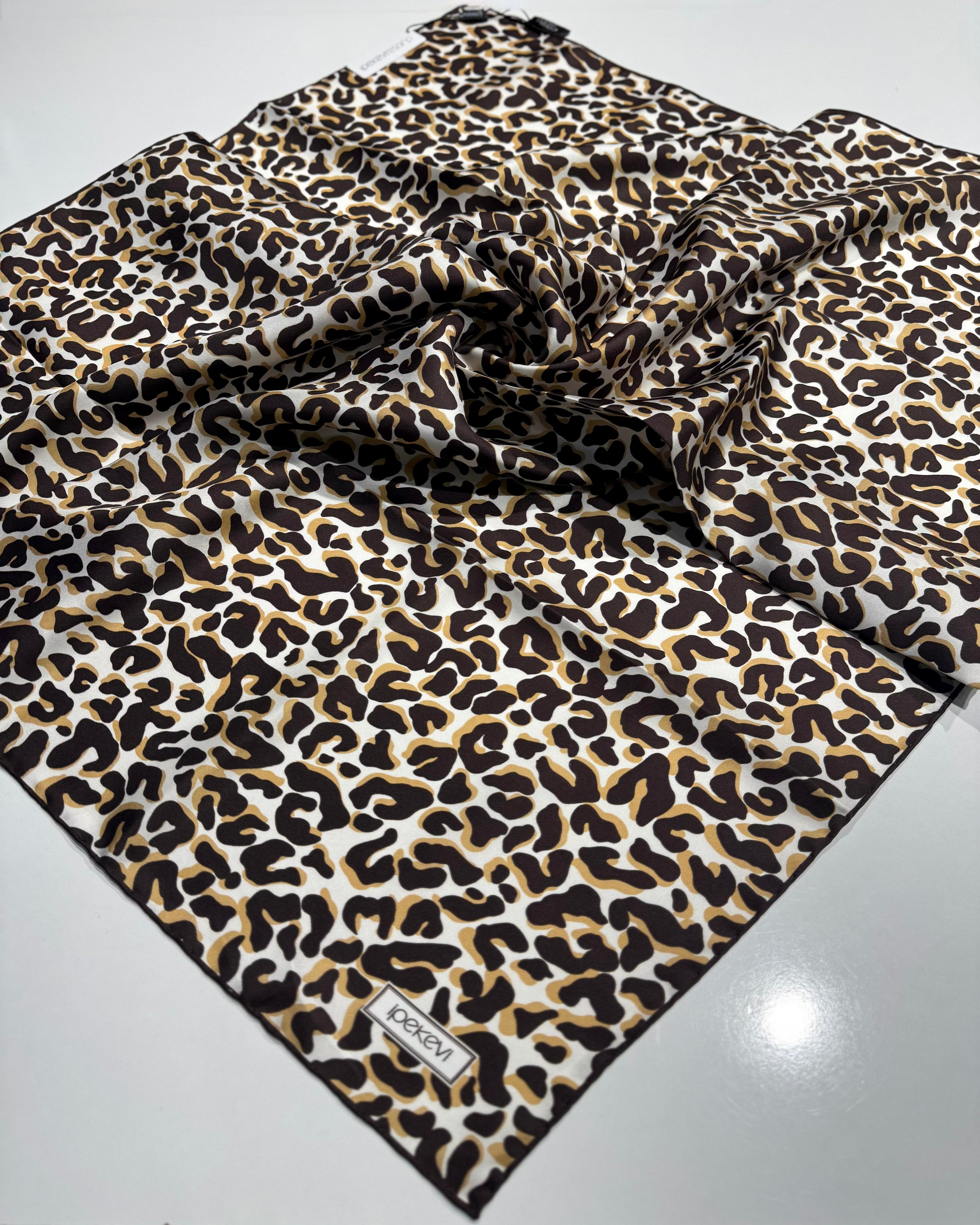 İPEKEVİ LEOPAR DESEN TWİLL İPEK EŞARP