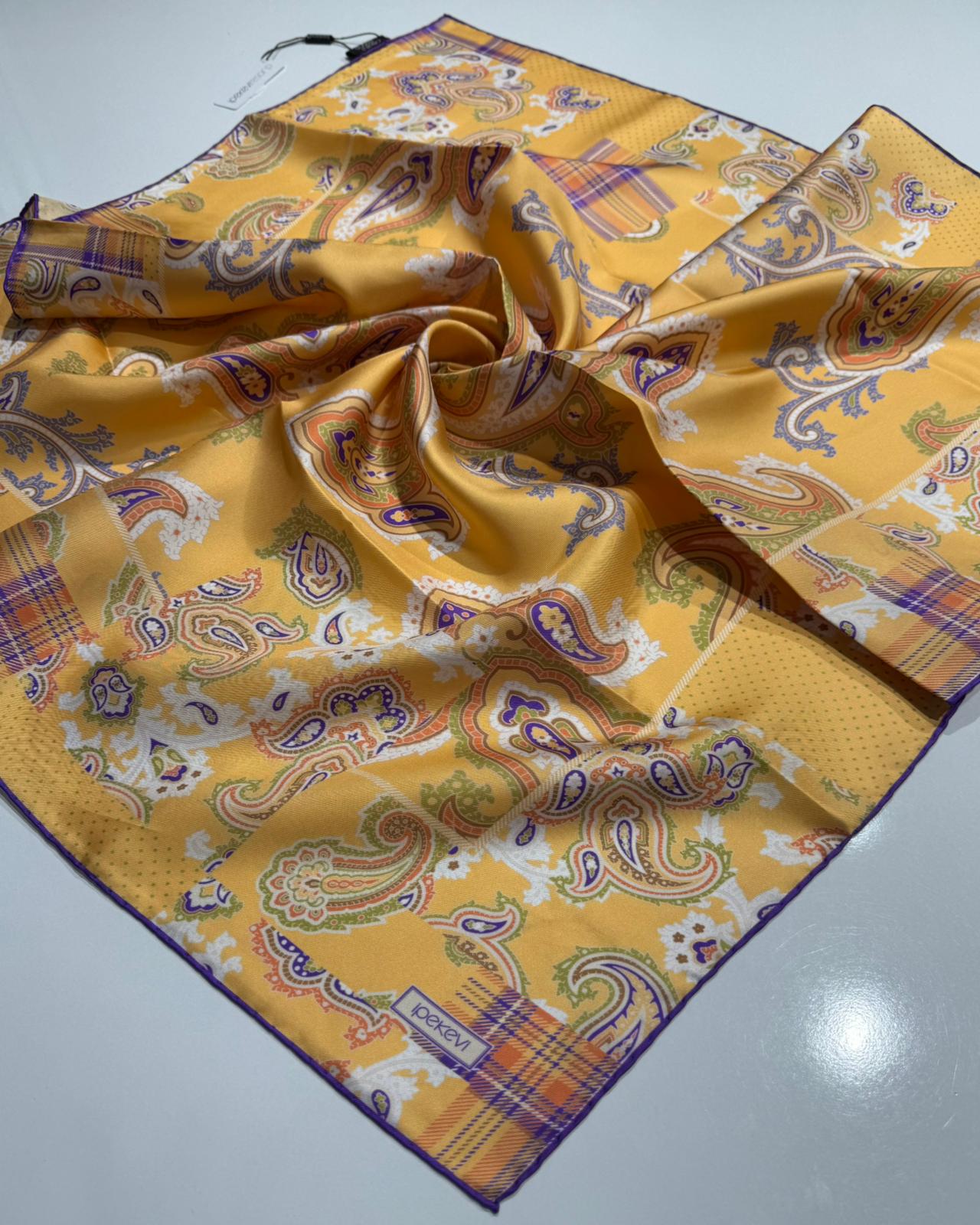 İPEKEVİ PATCHWORK DESENLİ TİVİL İPEK EŞARP